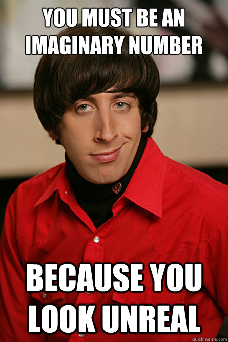 You must be an imaginary number Because you look unreal   Pickup Line Scientist