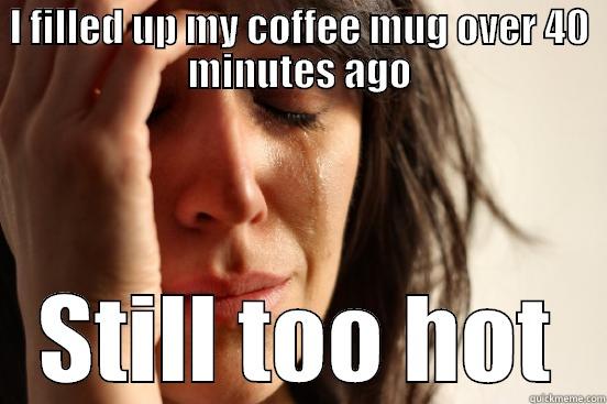 I FILLED UP MY COFFEE MUG OVER 40 MINUTES AGO STILL TOO HOT First World Problems