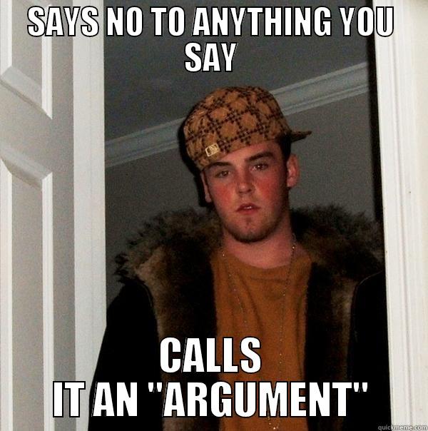 SAYS NO TO ANYTHING YOU SAY CALLS IT AN 