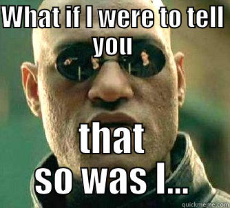WHAT IF I WERE TO TELL YOU THAT SO WAS I... Matrix Morpheus