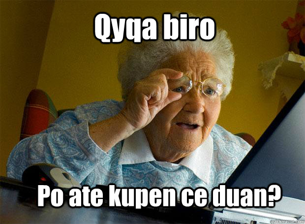 Qyqa biro Po ate kupen ce duan?  Grandma finds the Internet
