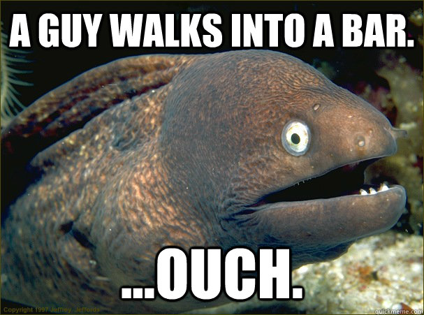 A Guy walks into a bar. ...ouch. - A Guy walks into a bar. ...ouch.  Bad Joke Eel