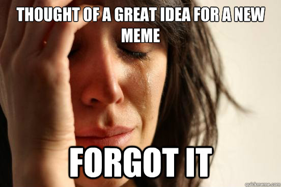 Thought of a great idea for a new meme Forgot it  First World Problems