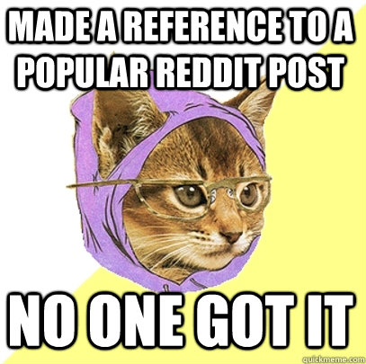 Made a reference to a popular Reddit post No one got it  Hipster Kitty
