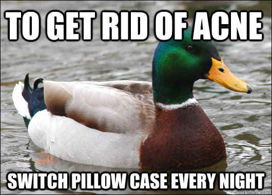 To get rid of acne switch pillow case every night  Actual Advice Mallard