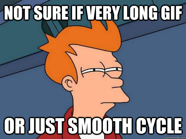 Not sure if very long gif Or just smooth cycle  Futurama Fry