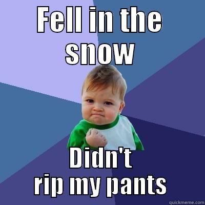 FELL IN THE SNOW DIDN'T RIP MY PANTS Success Kid