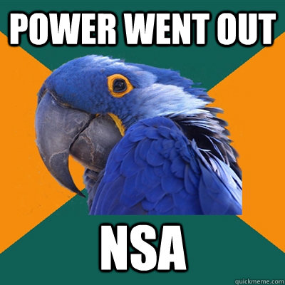 power went out  nsa   Paranoid Parrot