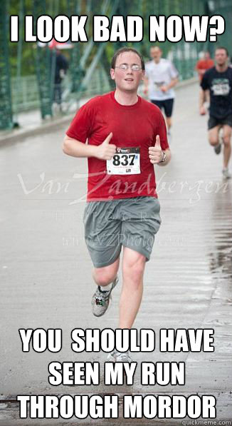 You  should have seen my run through Mordor I look bad now?  