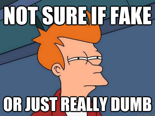 Not sure if fake Or just really dumb  Futurama Fry