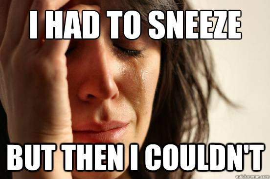 I had to sneeze but then i couldn't  First World Problems