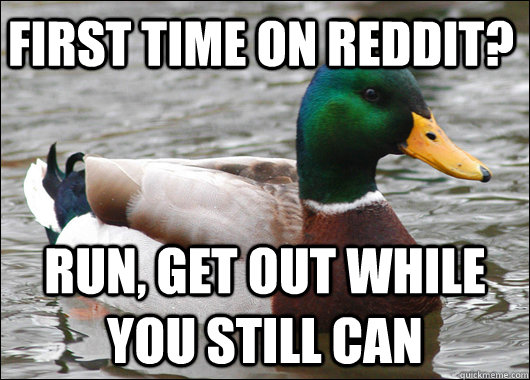 First time on reddit? run, GET OUT WHILE YOU STILL CAN  Actual Advice Mallard