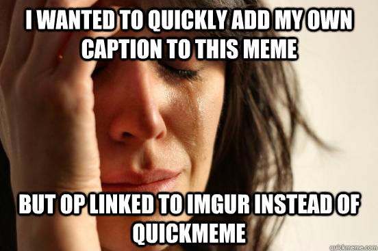 I wanted to quickly add my own caption to this meme but OP linked to imgur instead of quickmeme  First World Problems