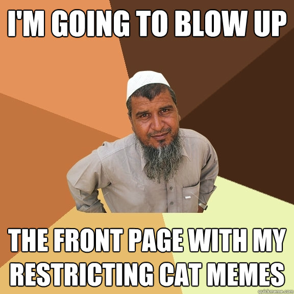 I'm going to blow up the front page with my restricting cat memes  Ordinary Muslim Man