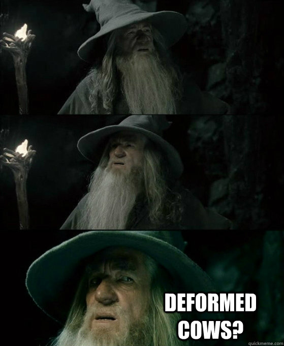  deformed cows? -  deformed cows?  No memory Gandalf