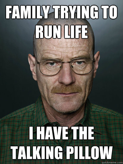 Family trying to run life i have the talking pillow  - Family trying to run life i have the talking pillow   Advice Walter White