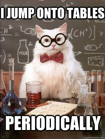 I jump onto tables periodically - I jump onto tables periodically  Chemistry Cat