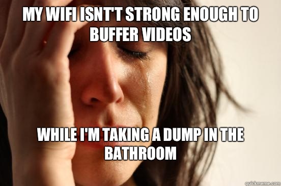 My Wifi isnt't strong enough to buffer videos While I'm taking a dump in the bathroom
  First World Problems