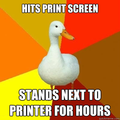 hits print screen stands next to printer for hours  Tech Impaired Duck