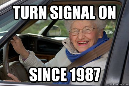 turn signal on since 1987 - turn signal on since 1987  Bad Driver Betty