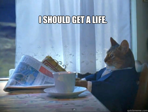 I should get a life.  - I should get a life.   The One Percent Cat