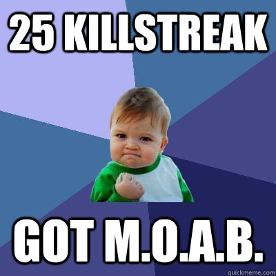25 killstreak got m.o.a.b.  Success Kid
