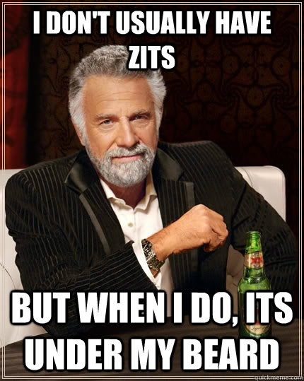 I don't usually have zits but when i do, its under my beard  The Most Interesting Man In The World