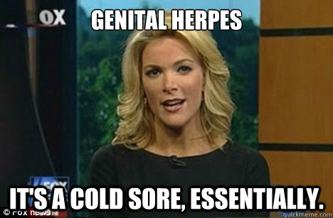 Genital Herpes It's a cold sore, essentially. - Genital Herpes It's a cold sore, essentially.  Megyn Kelly