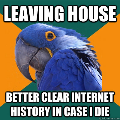 Leaving house Better clear internet history in case I die  Paranoid Parrot