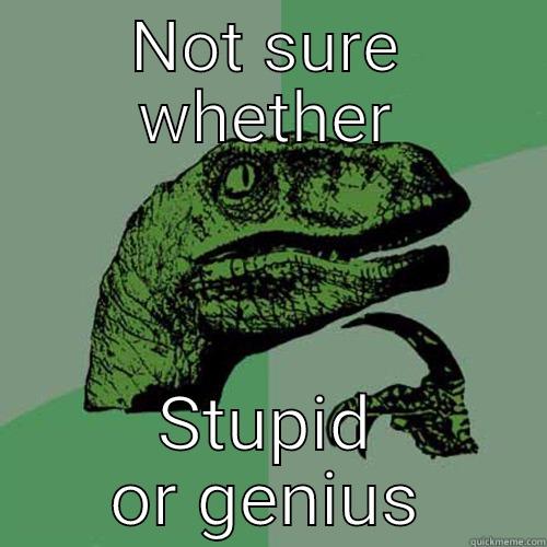 NOT SURE WHETHER STUPID OR GENIUS Philosoraptor