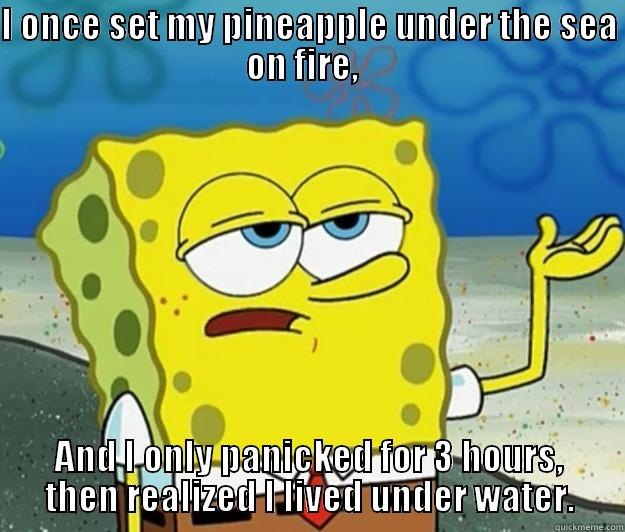 I ONCE SET MY PINEAPPLE UNDER THE SEA ON FIRE,   AND I ONLY PANICKED FOR 3 HOURS, THEN REALIZED I LIVED UNDER WATER. Tough Spongebob