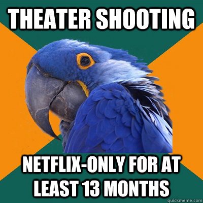 Theater shooting Netflix-only for at least 13 months  Paranoid Parrot