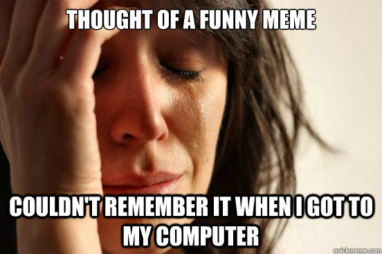 Thought of a funny meme couldn't remember it when i got to my computer  First World Problems