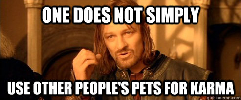 One does not simply use other people's pets for karma  One Does Not Simply