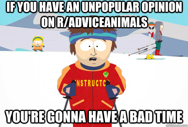 If you have an unpopular opinion on r/AdviceAnimals You're gonna have a bad time  Super Cool Ski Instructor