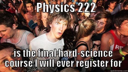                 PHYSICS 222               IS THE FINAL HARD-SCIENCE COURSE I WILL EVER REGISTER FOR Sudden Clarity Clarence