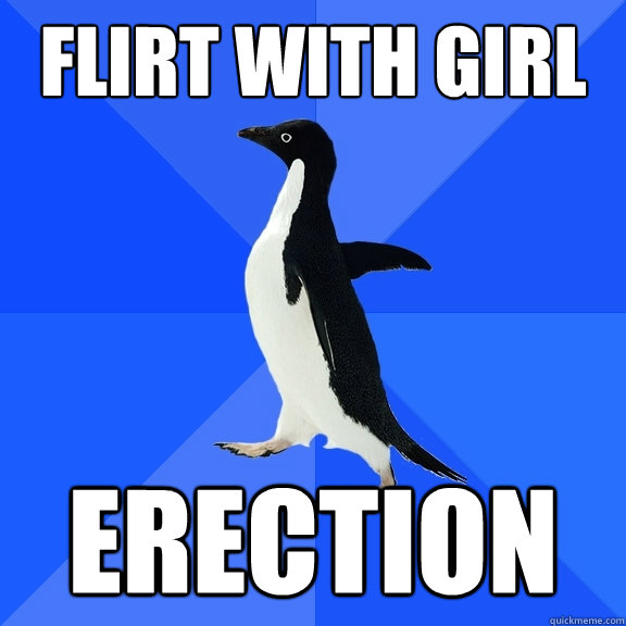 flirt with girl erection  Socially Awkward Penguin