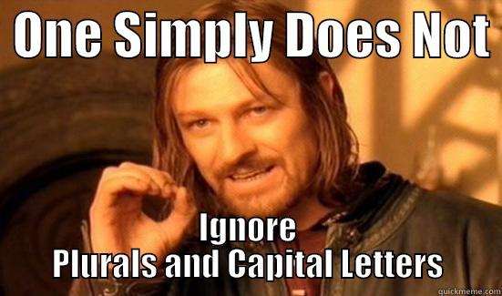  ONE SIMPLY DOES NOT  IGNORE PLURALS AND CAPITAL LETTERS Boromir