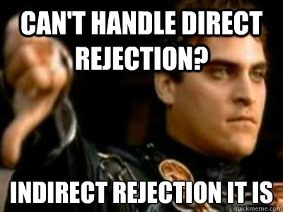 Can't handle direct rejection? indirect rejection it is  Downvoting Roman