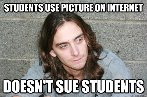 Students use picture on internet Doesn't sue students  