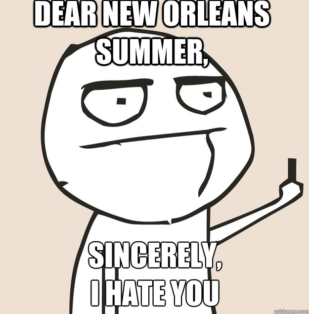 dear new orleans summer, sincerely, 
i hate you - dear new orleans summer, sincerely, 
i hate you  Middle Finger FU