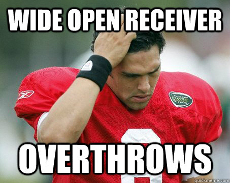 wide open receiver overthrows  Off The Mark Sanchez