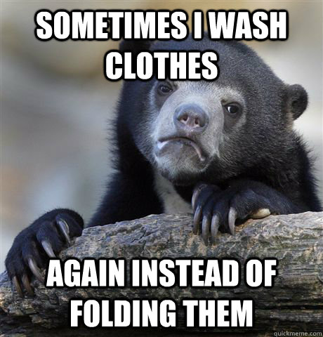 Sometimes I wash clothes again instead of folding them  Confession Bear