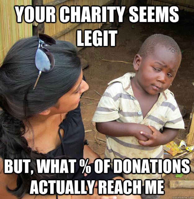 your charity seems legit but, what % of donations actually reach me  Skeptical Third World Baby