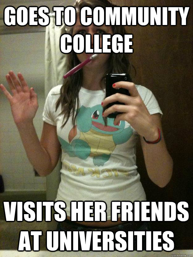 Goes to Community college Visits her friends at universities  - Goes to Community college Visits her friends at universities   Loser Laura