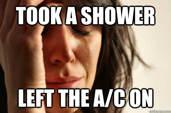 Took A shower Left the A/C on   First World Problems