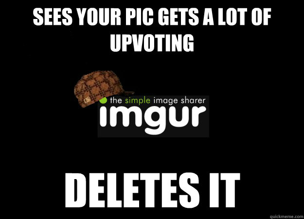 Sees your pic gets a lot of upvoting  deletes it  
