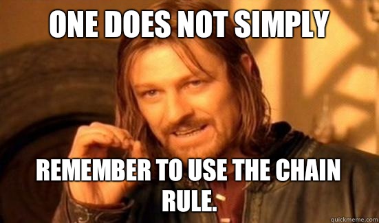 One Does Not Simply Remember to use the Chain Rule.  Boromir