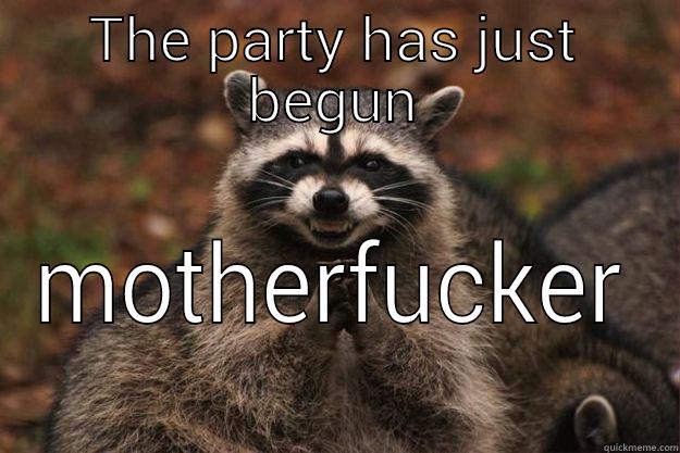 THE PARTY HAS JUST BEGUN MOTHERFUCKER Evil Plotting Raccoon
