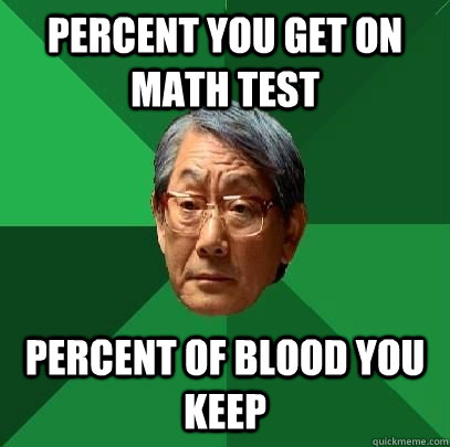 Percent you get on math test Percent of blood you keep  High Expectations Asian Father